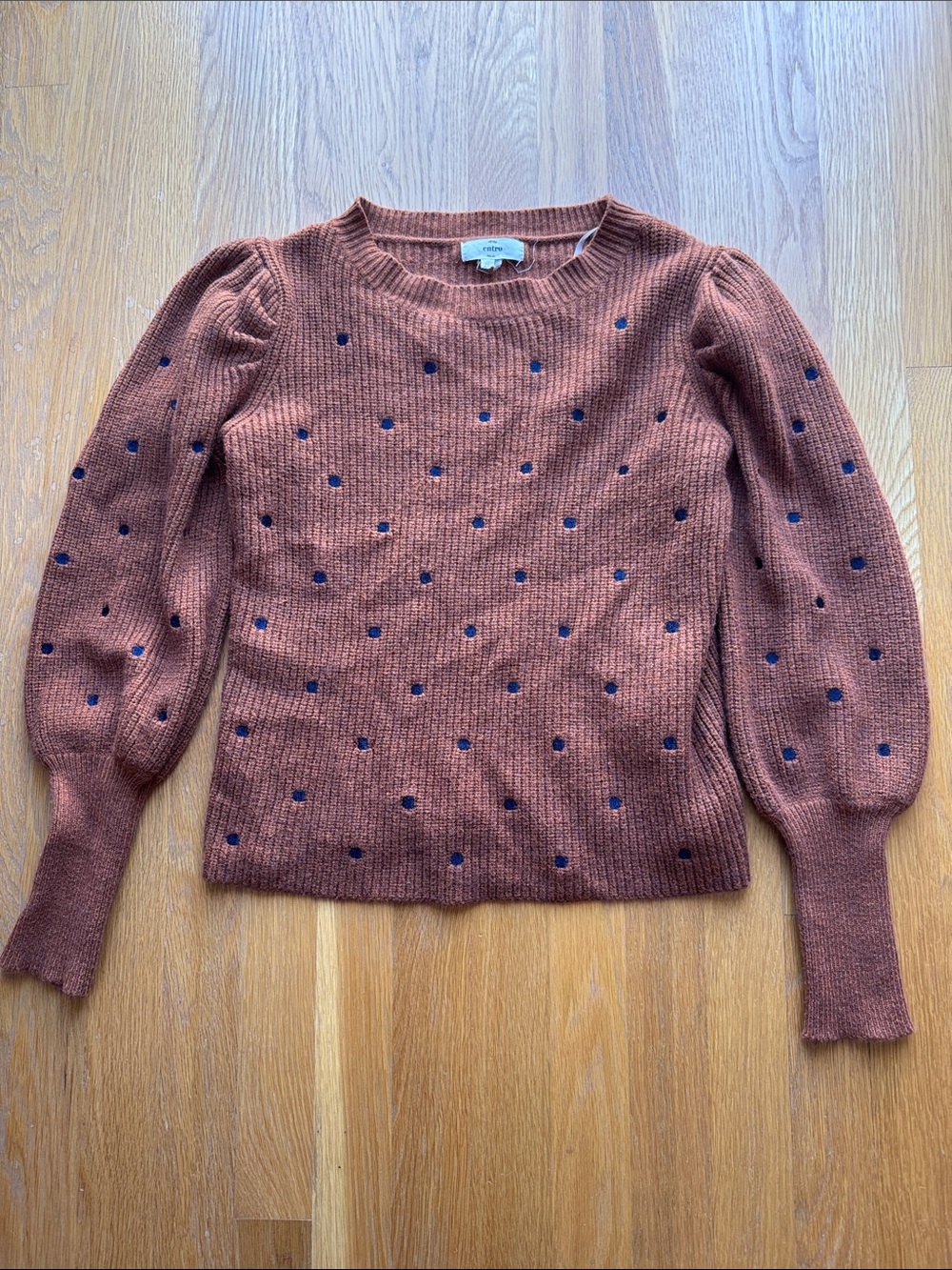 Puff Sleeve Polka Dot Sweater